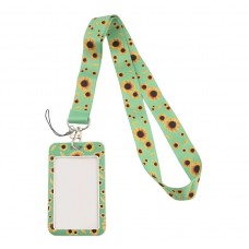 Lanyard Portacredencial Girasoles Verde Tarjeta Llavero